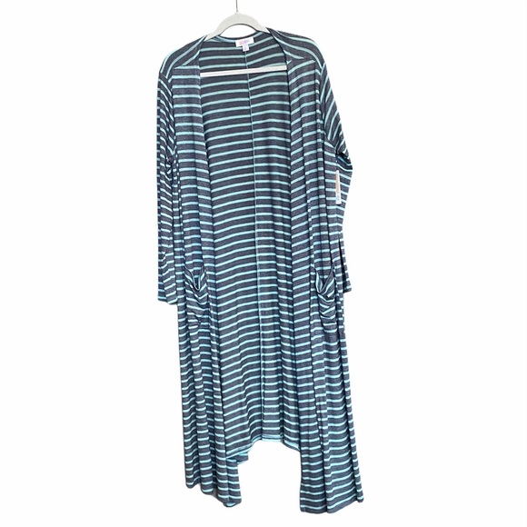 LuLaRoe Sarah Cardigan Duster Sweater Grey Stripe - Picture 2 of 16